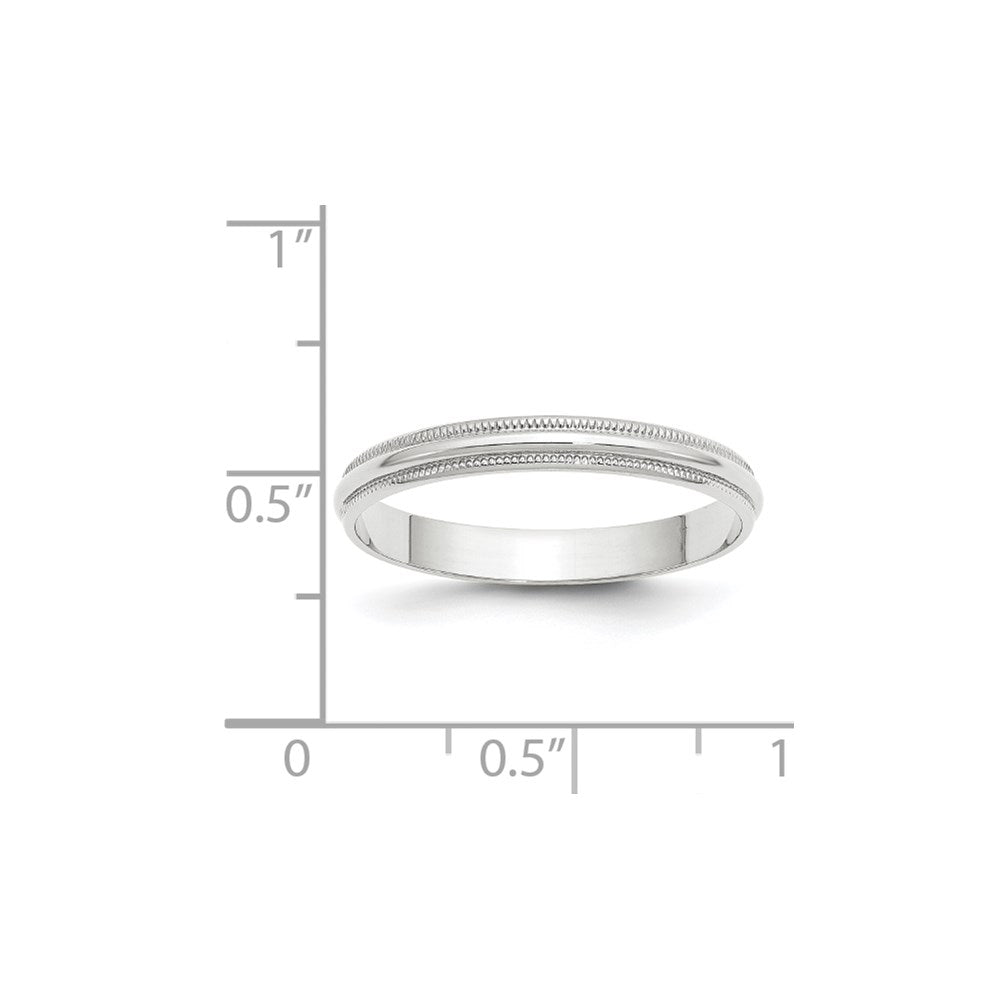 Solid 18K White Gold 3mm Light Weight Milgrain Half Round Men's/Women's Wedding Band Ring Size 10