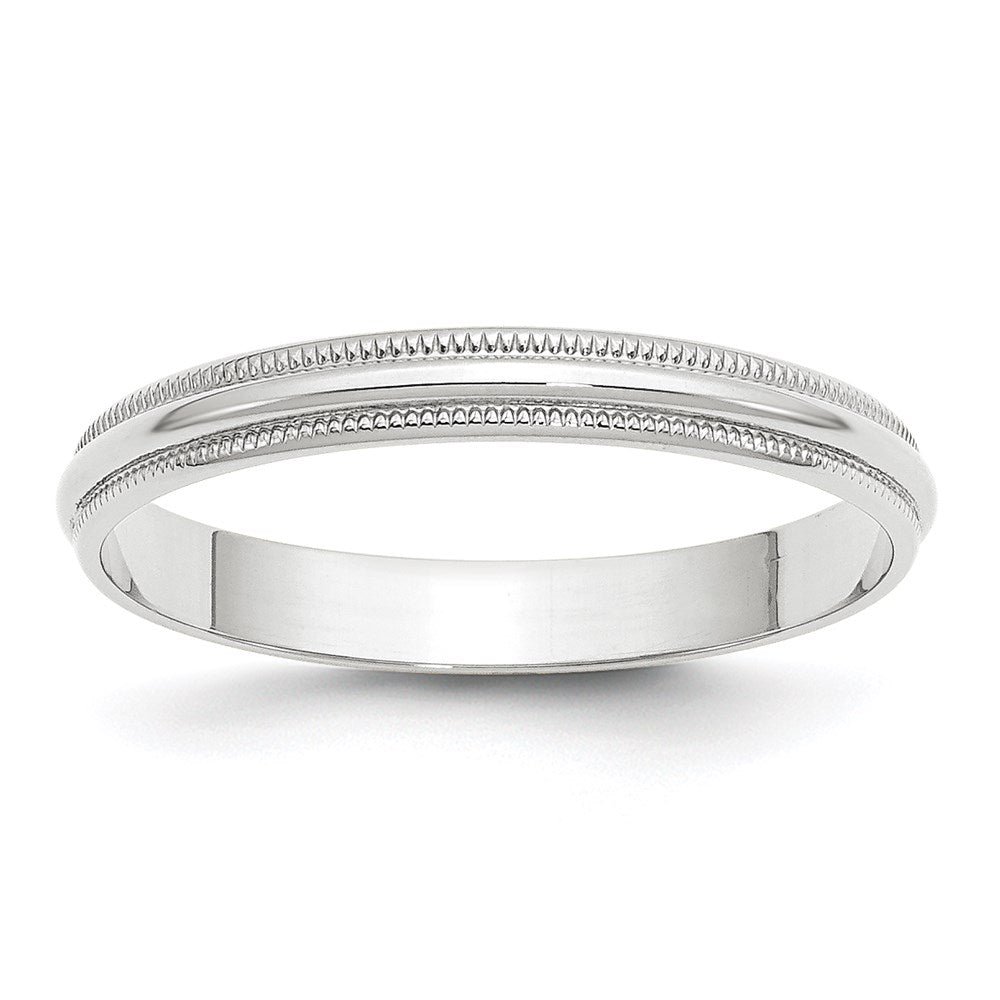 Solid 10K White Gold 3mm Light Weight Milgrain Half Round Men's/Women's Wedding Band Ring Size 11
