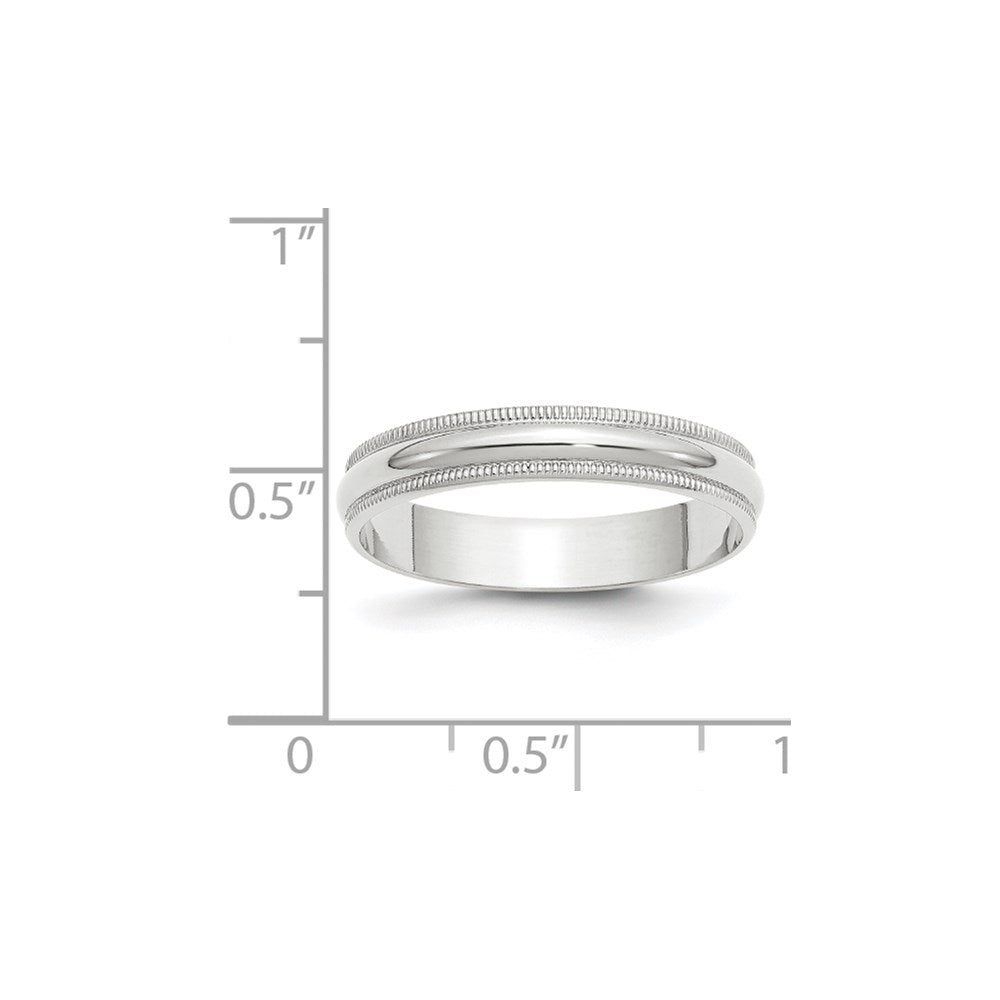 Solid 18K White Gold 4mm Light Weight Milgrain Half Round Men's/Women's Wedding Band Ring Size 13