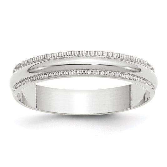 Solid 14K White Gold 4mm Light Weight Milgrain Half Round Men's/Women's Wedding Band Ring Size 12.5