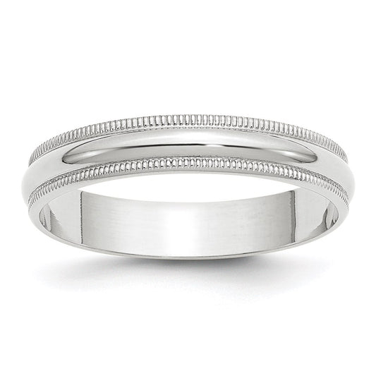 Solid 10K White Gold 4mm Light Weight Milgrain Half Round Men's/Women's Wedding Band Ring Size 7
