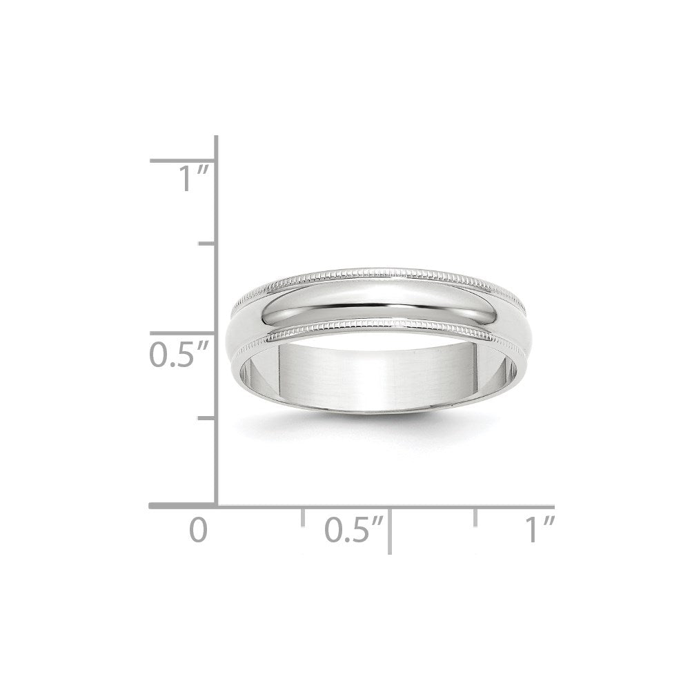 Solid 18K White Gold 5mm Light Weight Milgrain Half Round Men's/Women's Wedding Band Ring Size 7