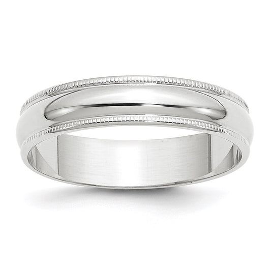 Solid 14K White Gold 5mm Light Weight Milgrain Half Round Men's/Women's Wedding Band Ring Size 6