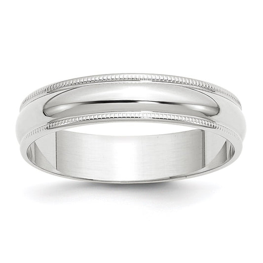 Solid 18K White Gold 5mm Light Weight Milgrain Half Round Men's/Women's Wedding Band Ring Size 6.5