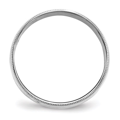 Solid 10K White Gold 6mm Light Weight Milgrain Half Round Men's/Women's Wedding Band Ring Size 9
