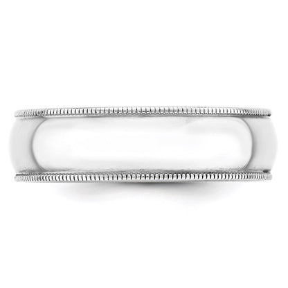 Solid 10K White Gold 6mm Light Weight Milgrain Half Round Men's/Women's Wedding Band Ring Size 9