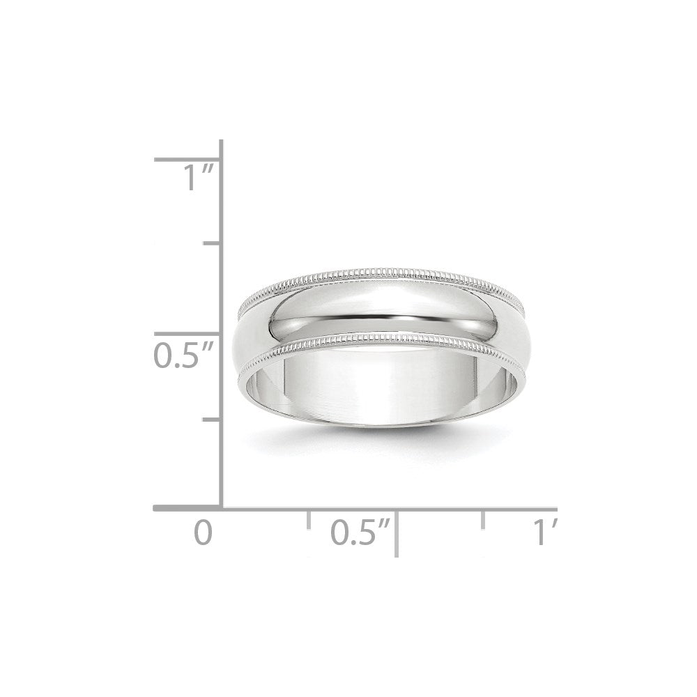 Solid 10K White Gold 6mm Light Weight Milgrain Half Round Men's/Women's Wedding Band Ring Size 9