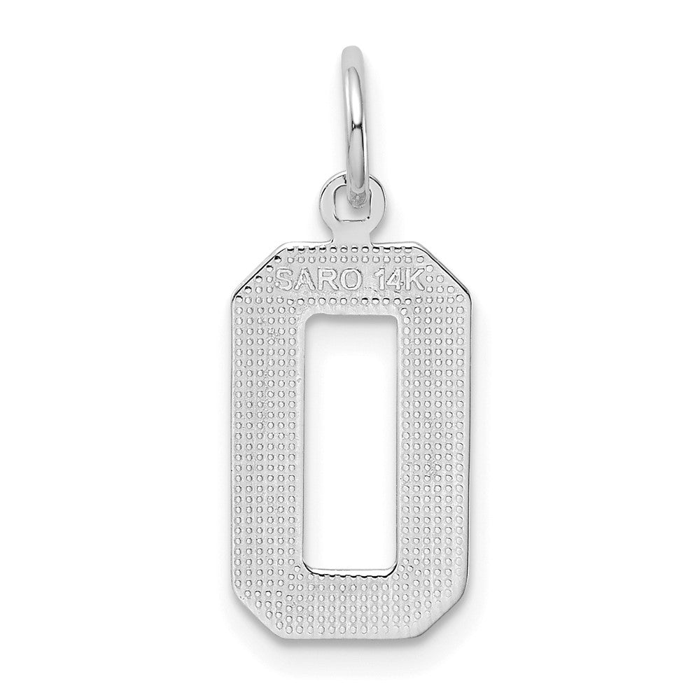 14k White Goldw  Medium Polished Number 0 Charm