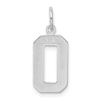 14k White Goldw  Medium Polished Number 0 Charm