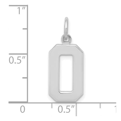14k White Goldw  Medium Polished Number 0 Charm