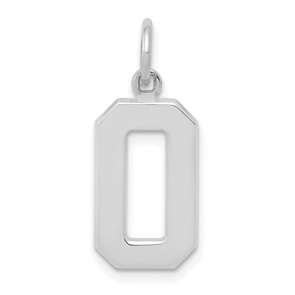 14k White Goldw  Medium Polished Number 0 Charm