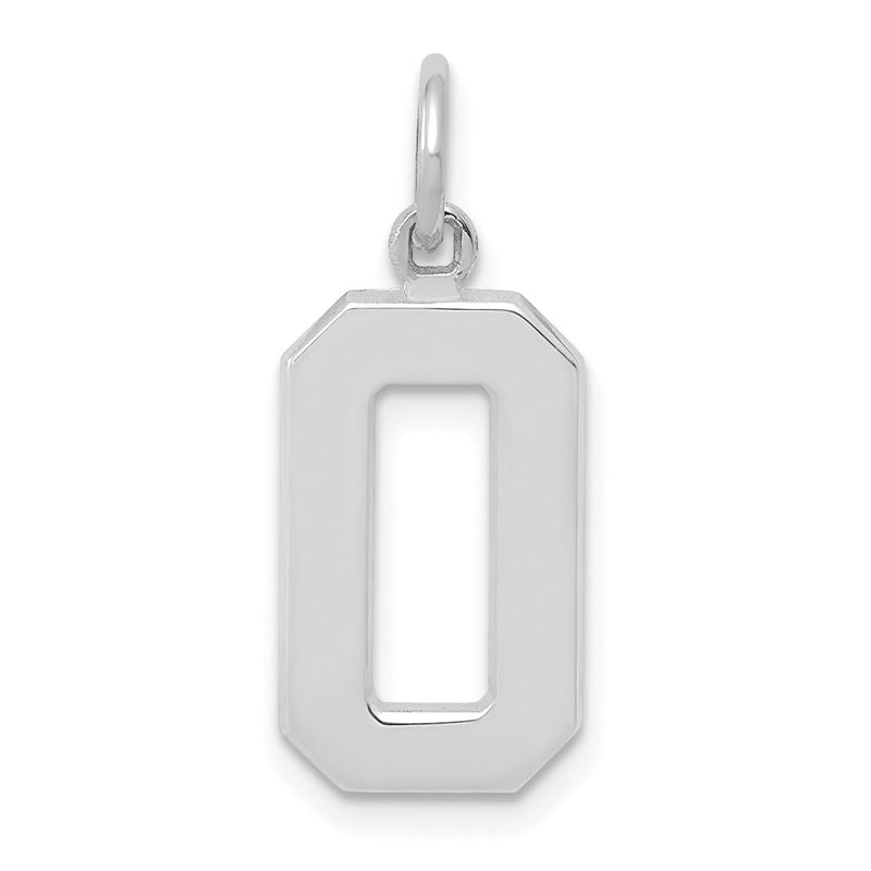 14k White Goldw  Medium Polished Number 0 Charm