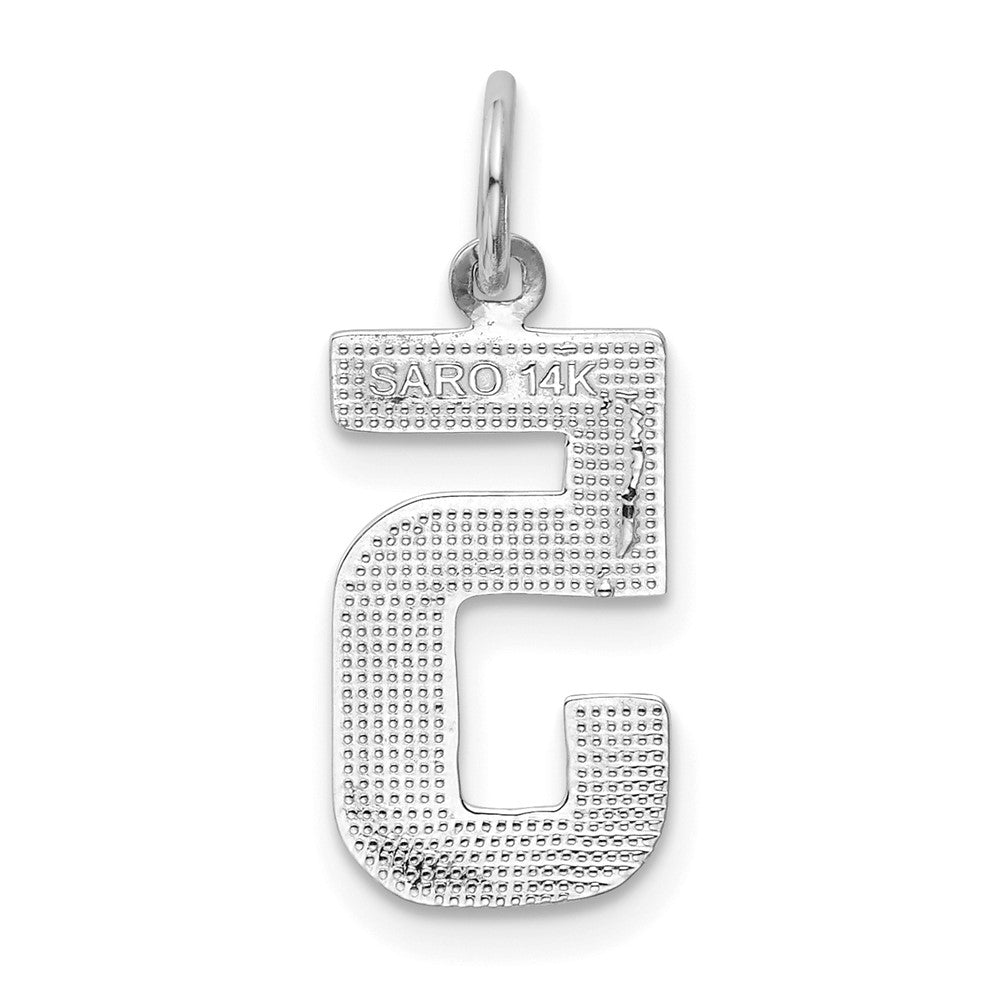 14k White Goldw Medium Polished Number 5 Charm