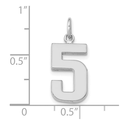 14k White Goldw Medium Polished Number 5 Charm