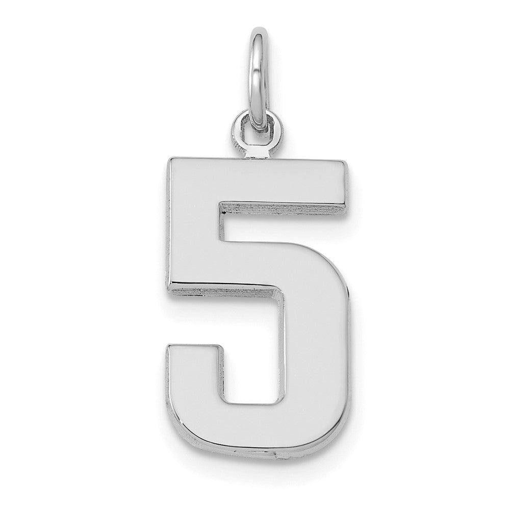 14k White Goldw Medium Polished Number 5 Charm