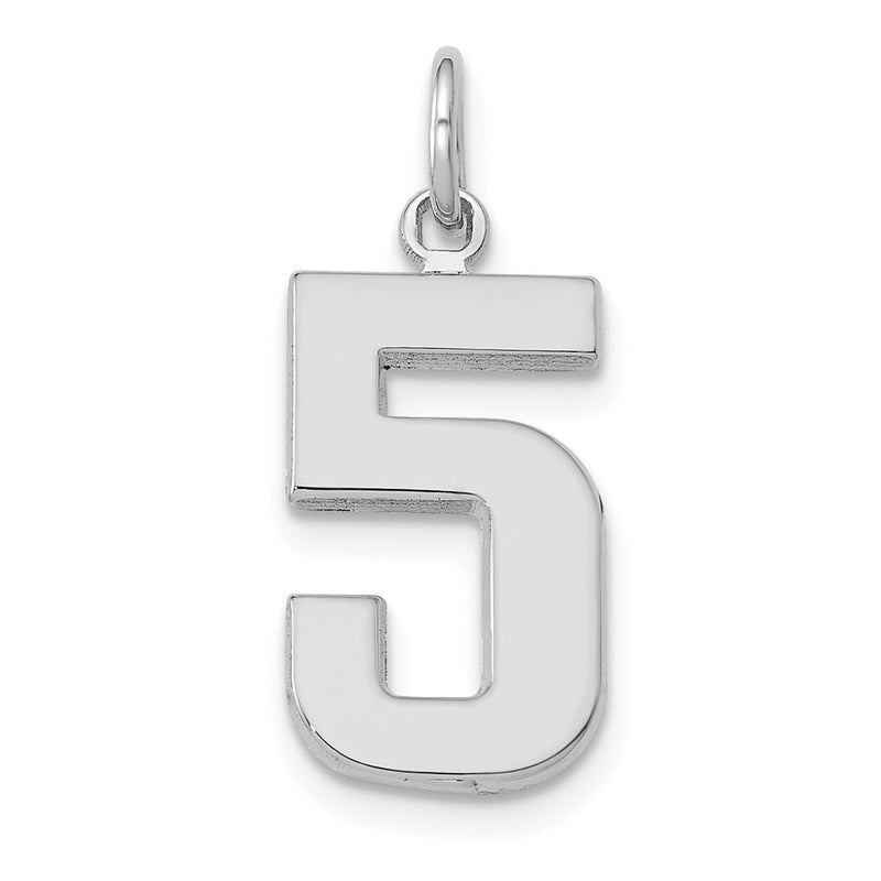 14k White Goldw Medium Polished Number 5 Charm