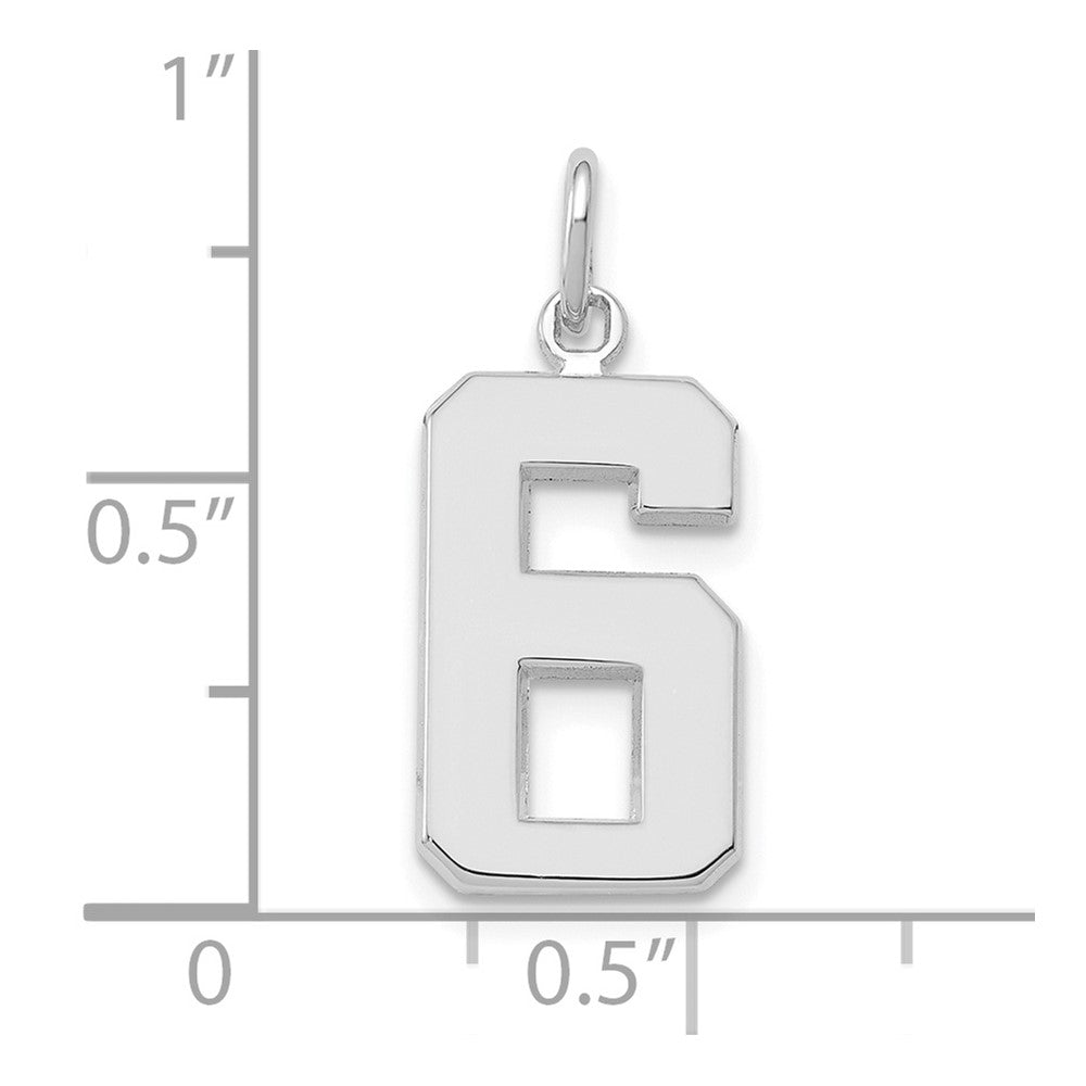 14k White Goldw Medium Polished Number 6 Charm