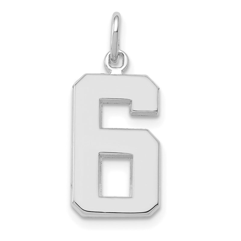 14k White Goldw Medium Polished Number 6 Charm