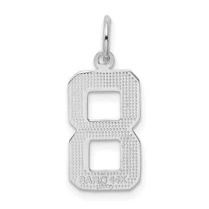 14k White Goldw Medium Polished Number 8 Charm