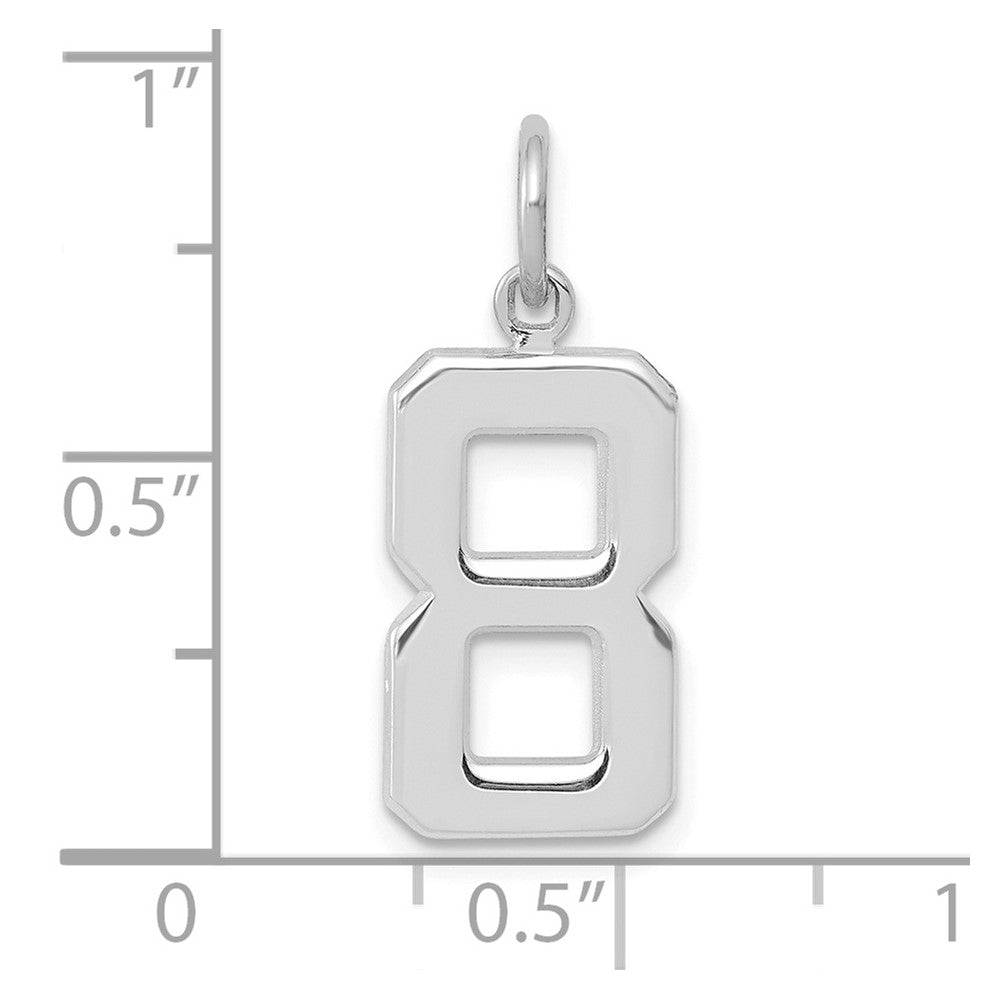 14k White Goldw Medium Polished Number 8 Charm