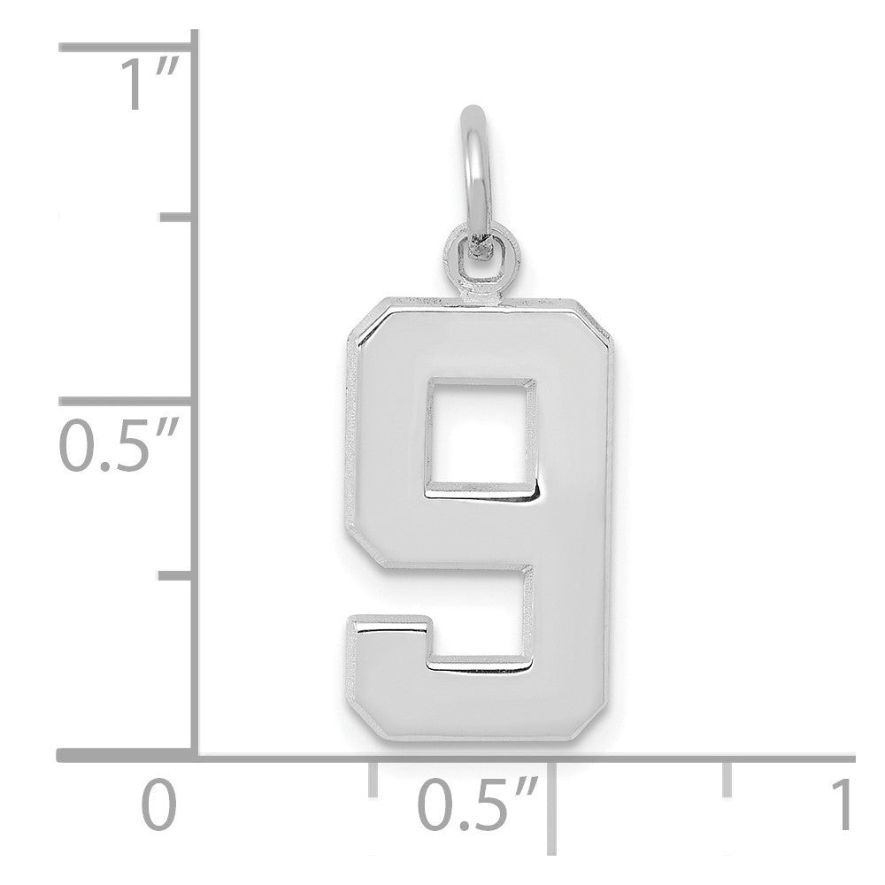 14k White Goldw Medium Polished Number 9 Charm