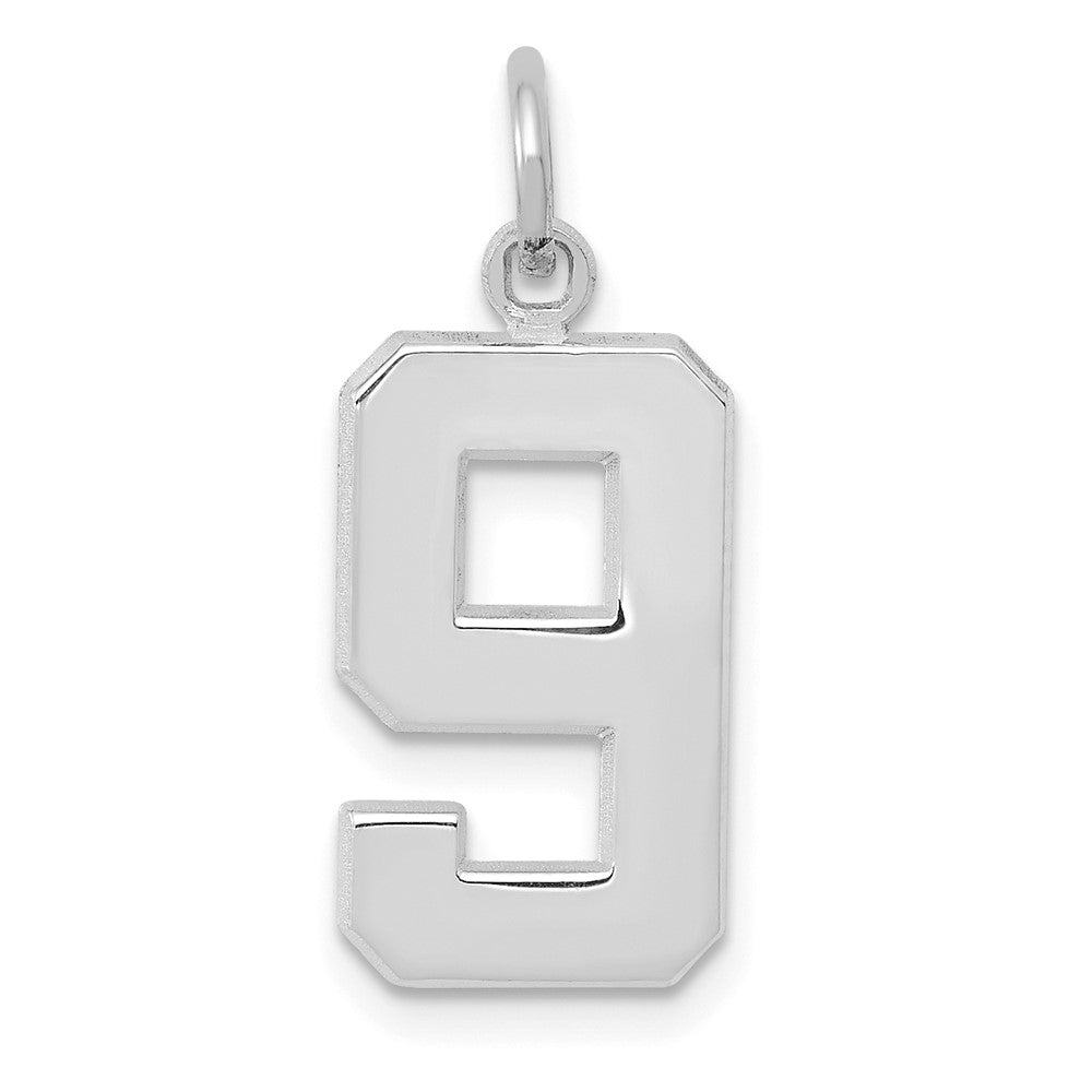 14k White Goldw Medium Polished Number 9 Charm