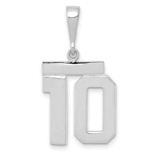 14k White Goldw Medium Polished Number 10 Charm