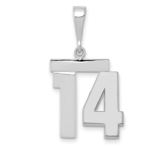 14k White Goldw Medium Polished Number 14 Charm