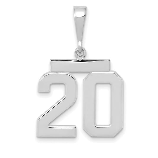 14k White Goldw Medium Polished Number 20 Charm