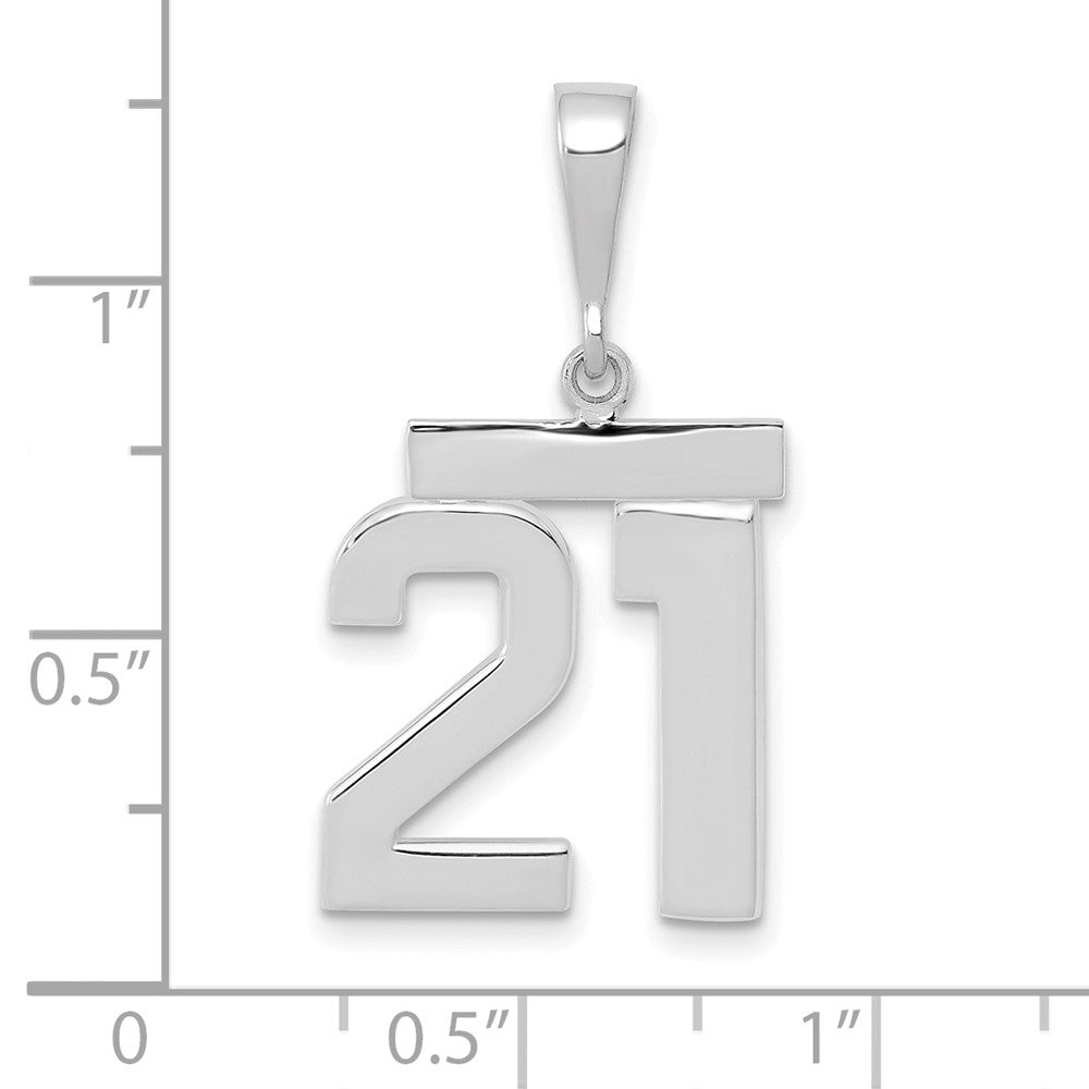 14k White Goldw Medium Polished Number 21 Charm