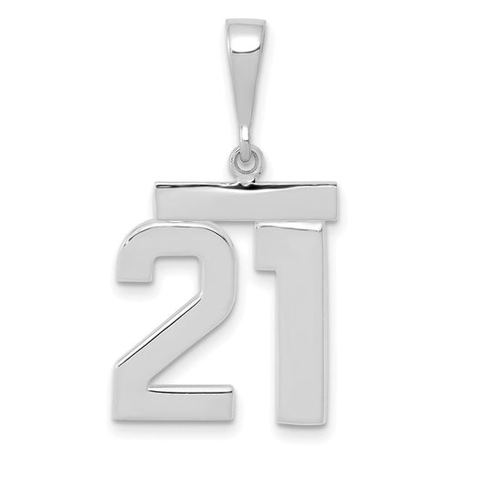 14k White Goldw Medium Polished Number 21 Charm
