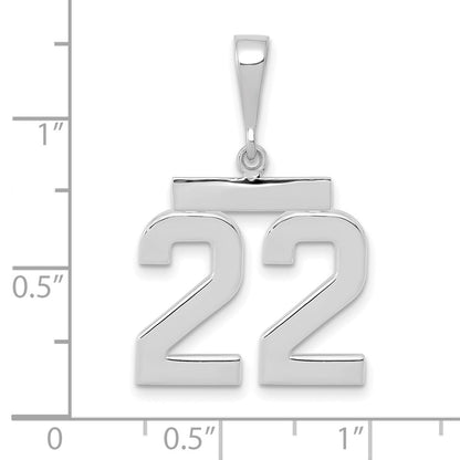 14k White Goldw Medium Polished Number 22 Charm