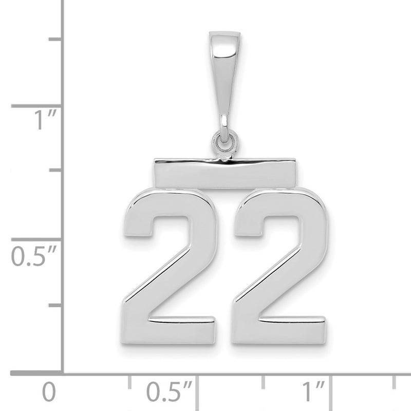 14k White Goldw Medium Polished Number 22 Charm