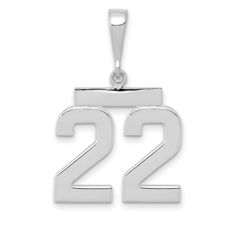 14k White Goldw Medium Polished Number 22 Charm