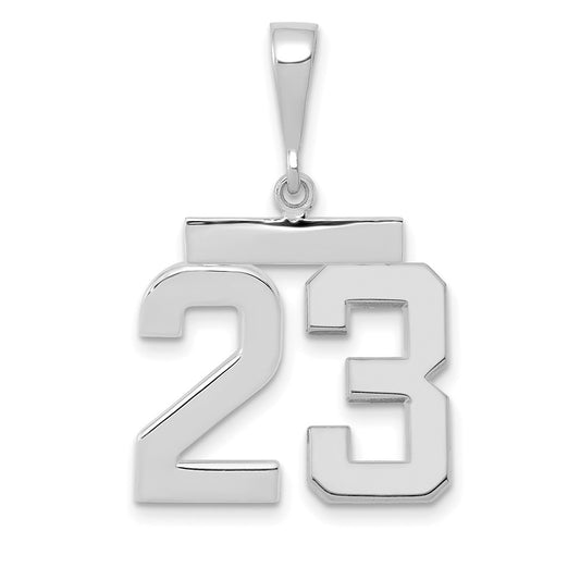 14k White Goldw Medium Polished Number 23 Charm