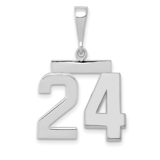 14k White Goldw Medium Polished Number 24 Charm
