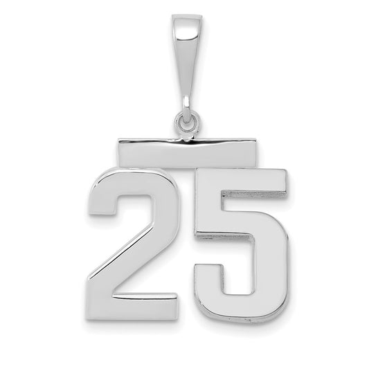 14k White Goldw Medium Polished Number 25 Charm
