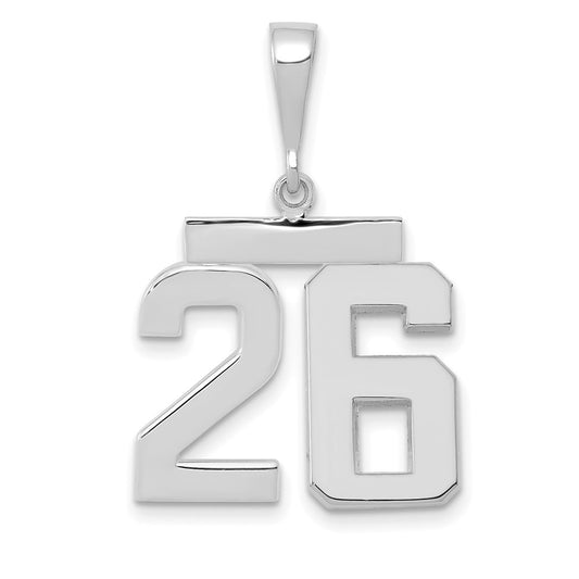 14k White Goldw Medium Polished Number 26 Charm