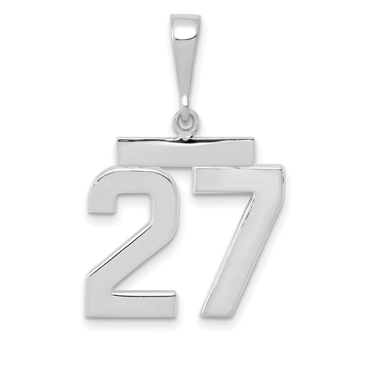 14k White Goldw Medium Polished Number 27 Charm