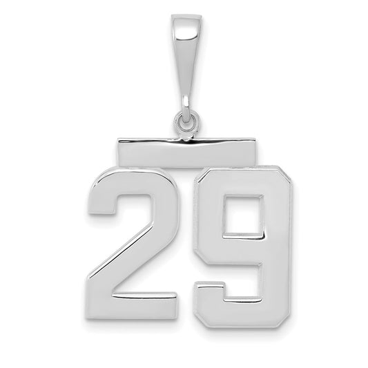 14k White Goldw Medium Polished Number 29 Charm