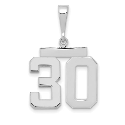 14k White Goldw Medium Polished Number 30 Charm