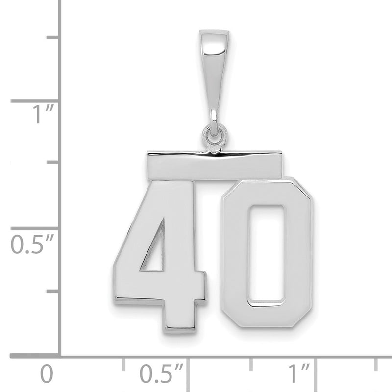 14k White Goldw Medium Polished Number 40 Charm