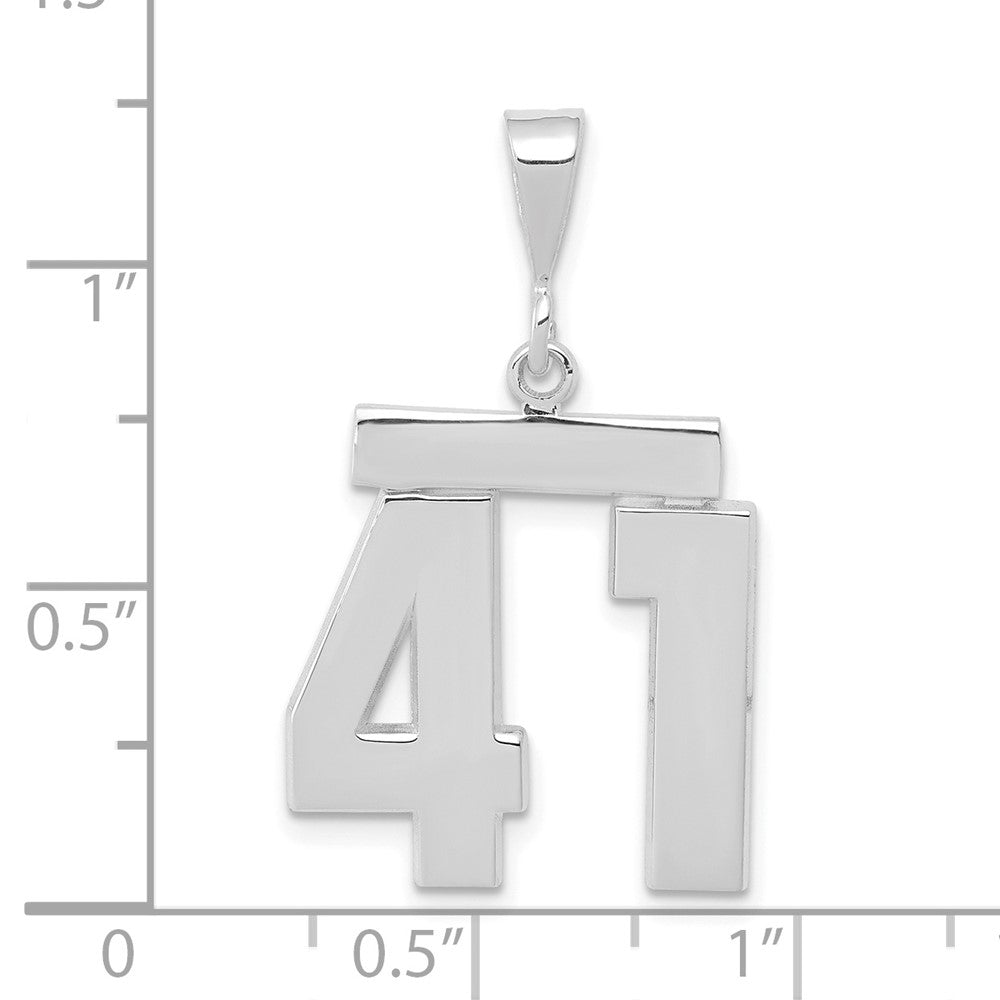 14k White Goldw Medium Polished Number 41 Charm