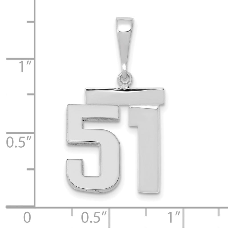 14k White Goldw Medium Polished Number 51 Charm