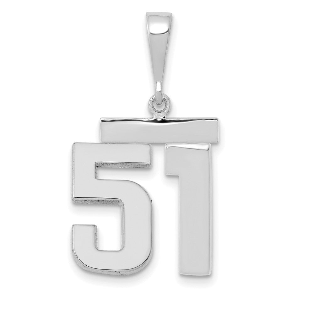 14k White Goldw Medium Polished Number 51 Charm