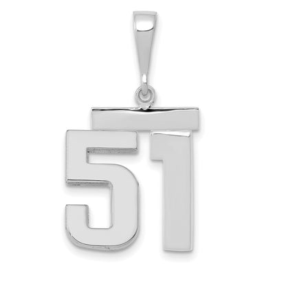 14k White Goldw Medium Polished Number 51 Charm
