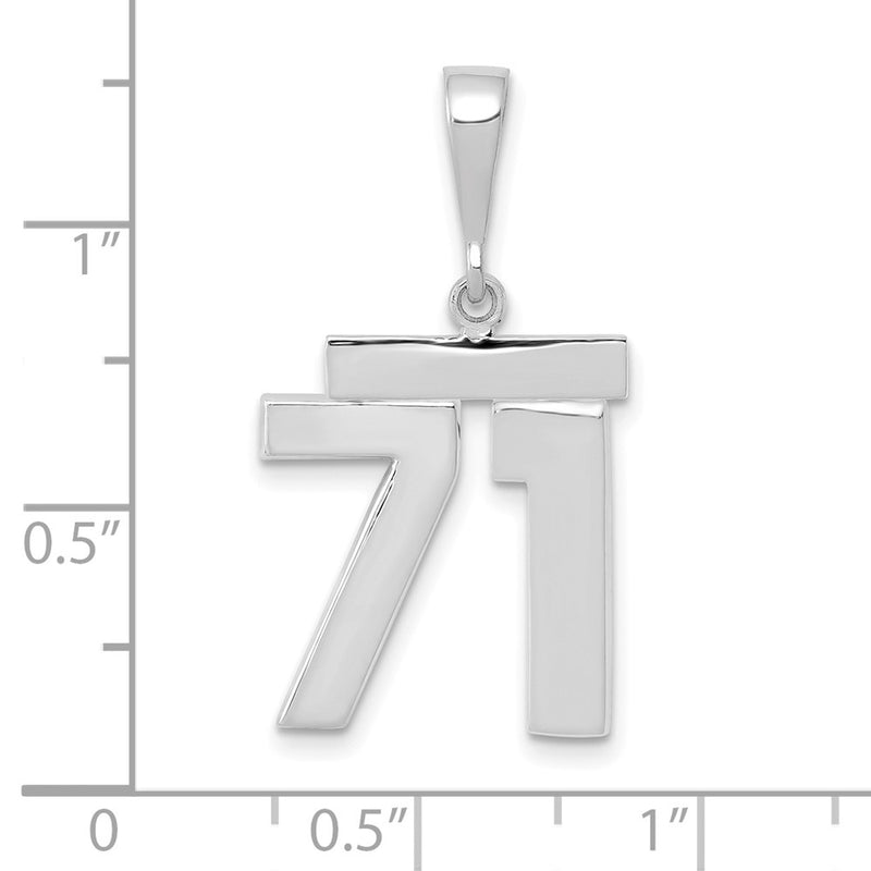 14k White Goldw Medium Polished Number 71 Charm