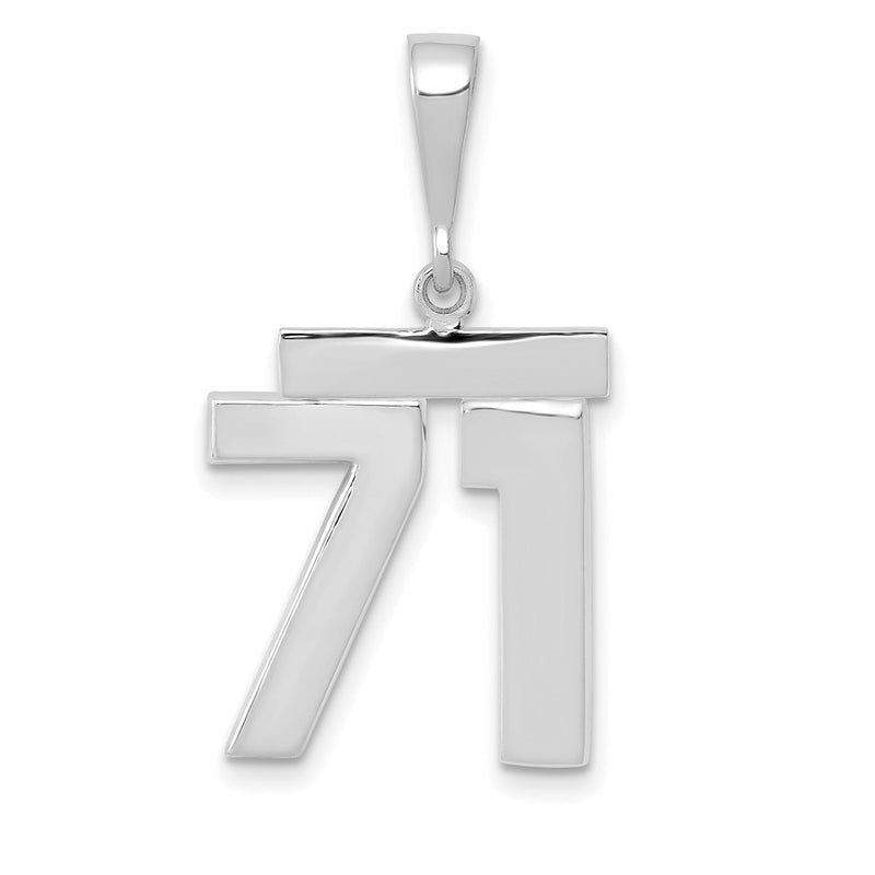 14k White Goldw Medium Polished Number 71 Charm