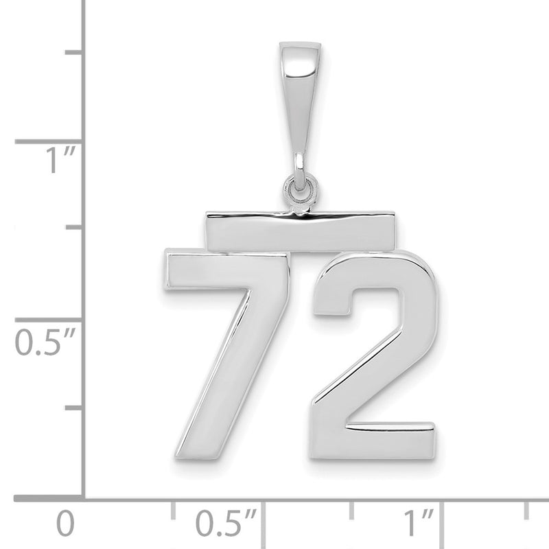 14k White Goldw Medium Polished Number 72 Charm