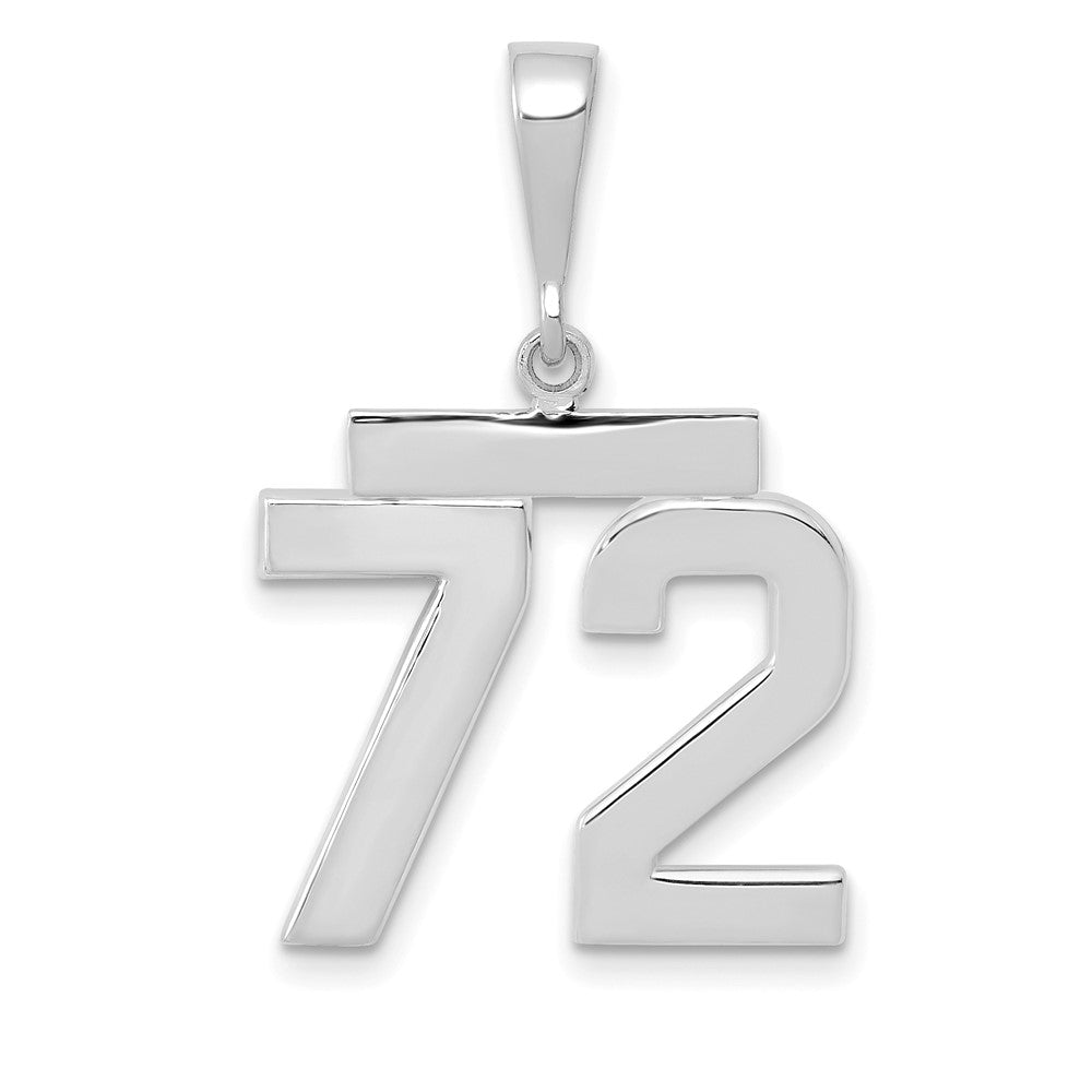 14k White Goldw Medium Polished Number 72 Charm